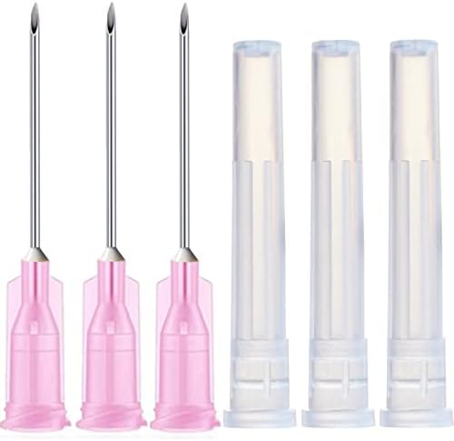 100 Pack 18Ga 1 Inch Sterile Disposable Injection Needle with Cap for Scientific and Industrial Dispensing Needl Accessories