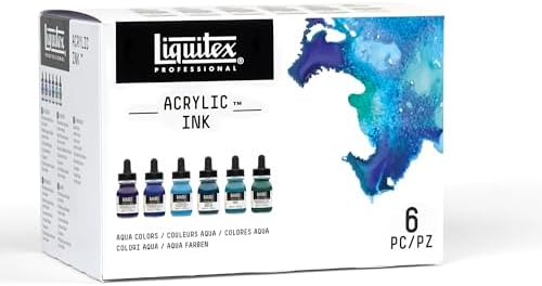 Liquitex Professional Acrylic Ink, 1-oz, Aqua Color Set, Set of 6