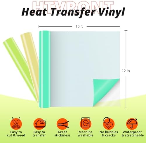 HTVRONT Heat Transfer Vinyl, Lime Green HTV, 12 x 10FT HTV Vinyl Roll