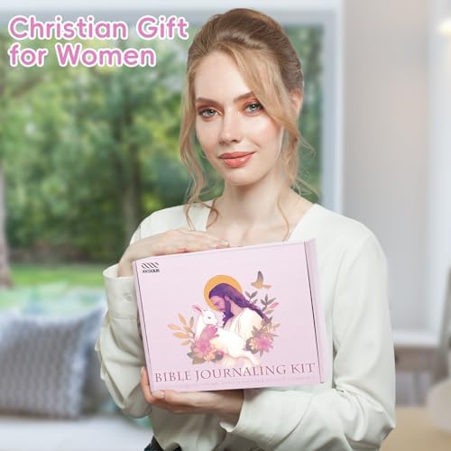 XKDOUS 50 Bible Study Supplies Journaling Kit with Journal and Case, Pink