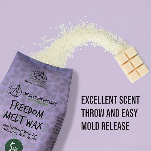 American Soy Organics Freedom Soy Melt Wax for DIY Candle Making, 5 lbs
