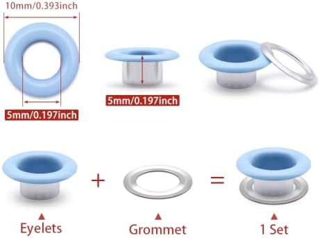 SEMINI 400 Sets 5mm Multi-Color Grommet Kit for Fabric Leather Crafts