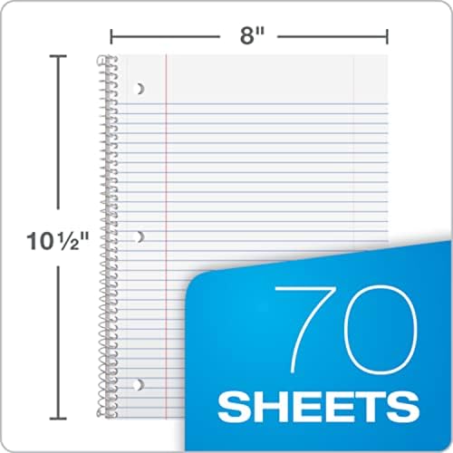 Oxford Spiral Notebook,1 Subject,College Ruled Paper,8 x 10-1/2 Inch,Color Assortment Design May Vary (65007),(Pack of 24)