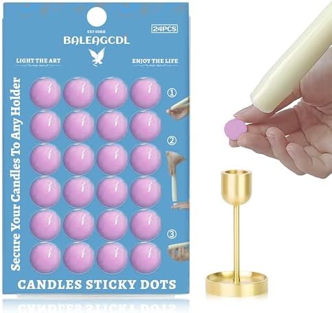 Candle Sticky Dots - Purple Wax Candle Adhesive Dots - Unscented Cire Adhesive for Secure Candle Placement - Easy Clean for DIY Projects - Pack of 24