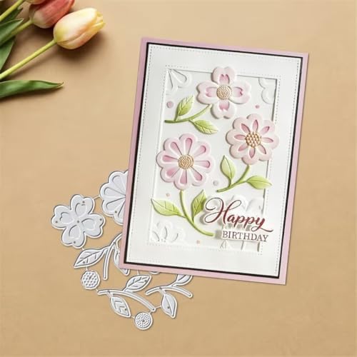 Scrapbooking Die-Cuts for Card Making, Christmas Metal Cutting Dies, Paper Craft Punch Template, Background Embossing Stencils, DIY Album Décor (3D Flower-10.5x7.5cm)