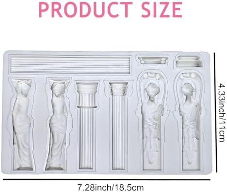 Greek Column Silicone Mold Set, Classical Architecture Sculpture Molds, Roman Pillars and Goddess Design for Cake Decoration, Resin Crafts