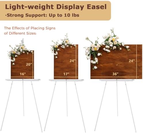 VISWIN 63" White Easel Stand for Wedding Signs, Adjustable Wooden Display Easel with Holder, Tripod Floor Easel for Welcome Board, Poster, Picture, Photos, Paintings