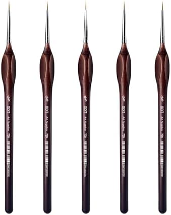 XDT#729 Artist Micro Detail Paint Brush, Small Detail Painting Brushes 5 Piece #00000 Set，Acrylic Watercolor Oil, Fine Detailing Painting, Art, Scale Models