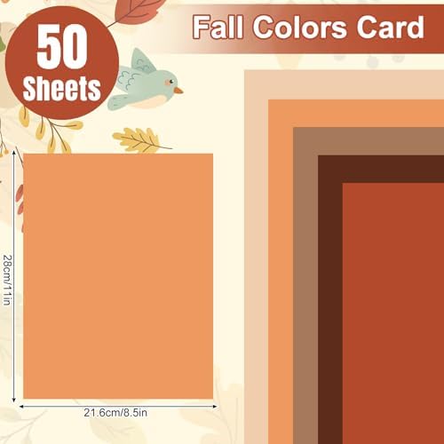 Whaline 50 Sheet 8.5 x 11 Inch Fall Card Stock Thick Paper Cards Terracotta Autumn Thanksgiving Scrapbook Paper for Prints DIY Arts Crafts School Office Home Supplies, 65 LB
