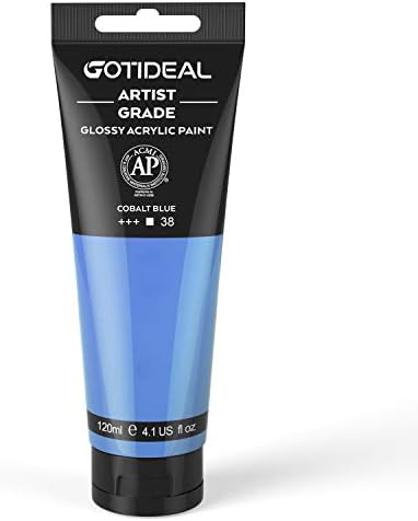 GOTIDEAL Acrylic Paint Cobalt Blue Tubes(120ml, 4.1 oz) | Non Toxic, Non Fading, Rich Pigments,for Painters, Adults & Kids,Ideal for Canvas Wood Clay Fabric Ceramic Craft Supplies