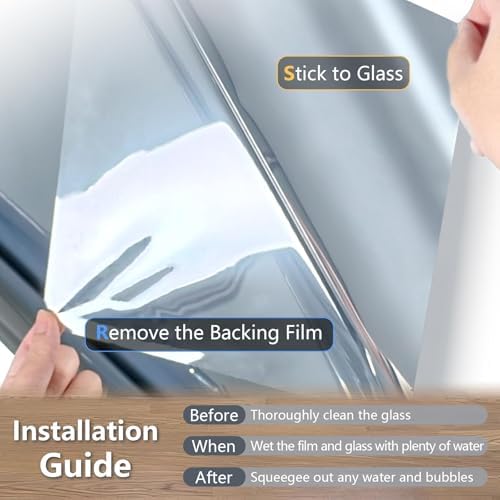 LEMON CLOUD One Way Window Film Window Tint for Home, Silver 23.6″ x 78.7″
