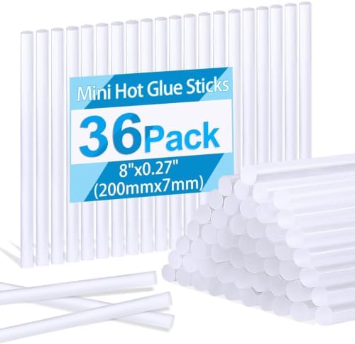 Phinus 36 Pack Mini Hot Glue Sticks, 8" Long x 0.27" Diameter Clear Glue Sticks for Glue Gun, EVA Clear Glue Gun Sticks, Hot Glue Gun Sticks for DIY Craft Sticky Projects & More