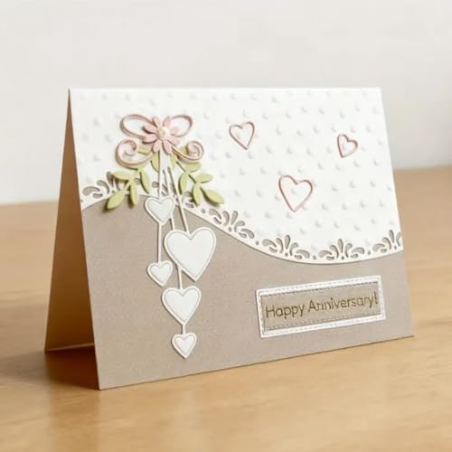 Cutting Dies Metal Stencils Scrapbooking Tools DIY Embossing Template for Paper Card Making Album Arts Crafts Supplies (Anniversary Lace Love Wave-14.5x7.9cm)