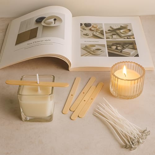 150-Piece Candle Wicks Kit with Stickers, Holders & Labels, 4/6/8 Inch