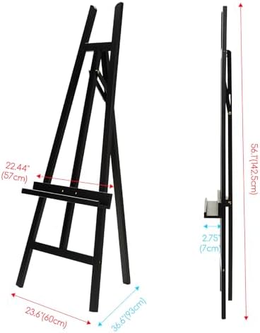 MEEDEN Display Easel Stand for Sign: Adjustable Wooden Stands for Painting - A Frame Art Easel for Canvas up to 60" for Artist Adults Drawing Picture Poster - Black