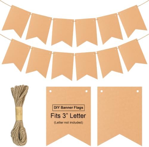 MixTeach 120 pcs Paper Banner Flags Cutouts Brown Swallowtail Banners