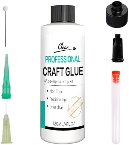 Craft Glue & Precision Tips, Craft Glue Bottles with Fine Tip, Quick Dry Clear, Strong Tacky Glues, Fabric Adhesive Permanent for Paper Crafting Scrapbooking/Etc (4.2oz)