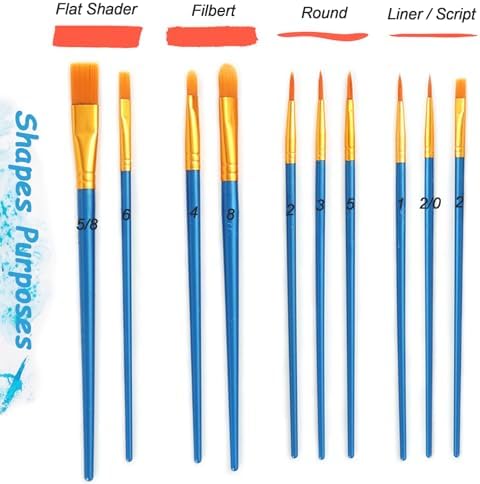 30 PCS Acrylic Paint Brushes Set (3×10 Pack), All-Levels Artist Paint Brushes for Acrylic, Watercolor, Oil Painting - Fine Detailing with Durable Nylon Bristles, Kid-Friendly & Classroom Supplies