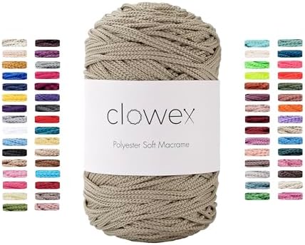 Polyester Soft Macrame Cord 2.5-3mm, 191 Yards x 1/9 inc Turkish Polyester Rope, Braided Macrame Yarn for DIY Crafts, Plant Hanger, Wall Hanging, Macrame Bag