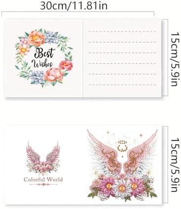LSQFS 6 Pack 5D DIY Diamond Art Greeting Cards with Envelopes,5.9 * 5.91in