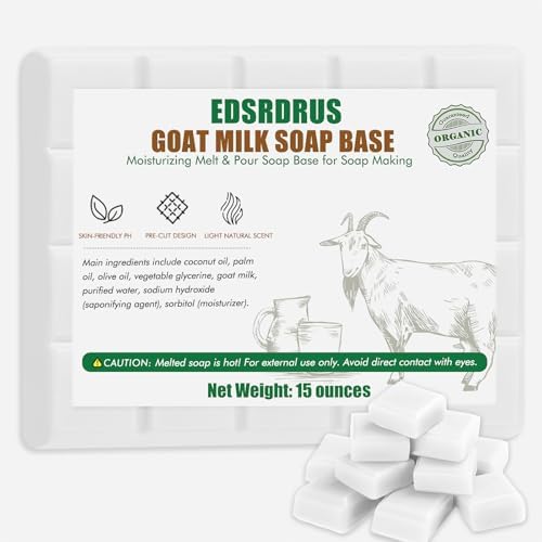 EDSRDRUS 15 Ounces Glycerin Soap Base - Scented Melt and Pour Soap Base for DIY Crafting, Easy to Cut, Vegan and Natural, Moisturizing and Gentle on Skin, Perfect for Soap Making Supplies (Goat Milk)