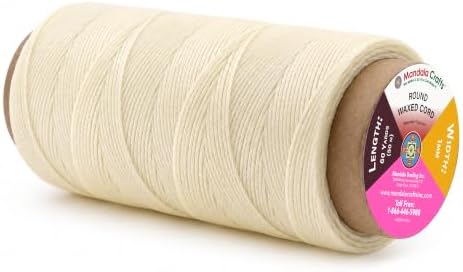 Mandala Crafts 50M 1mm Natural Round Waxed Thread for Leather Sewing