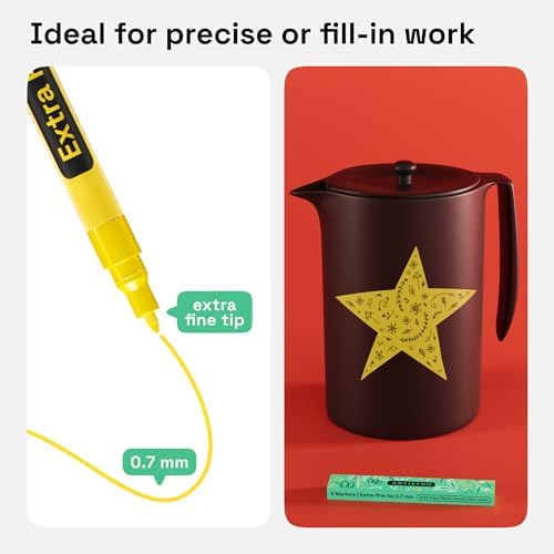 ARTISTRO Yellow Acrylic Paint Markers - 0.7mm Extra Fine-Tip - Set of 2