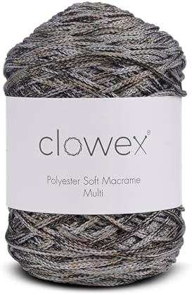 Polyester Soft Macrame Cord 2.5-3mm, 191 Yards x 1/9 inc Turkish Polyester Rope, Braided Macrame Yarn for DIY Crafts, Plant Hanger, Wall Hanging, Macrame Bag (11-Grey Coffee, 1 Ball)