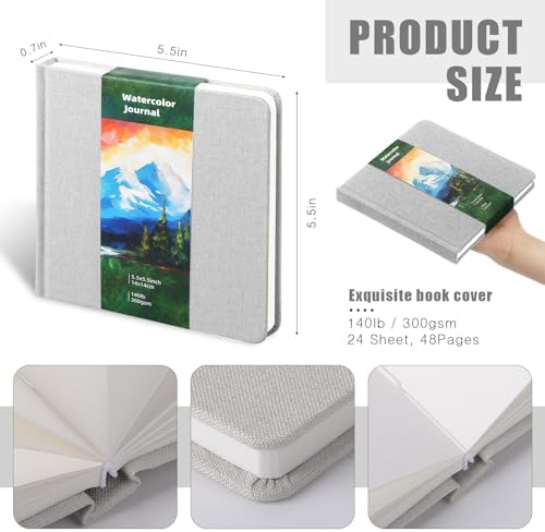 5.5in Watercolor Sketchbook Journal Square Watercolor Notebook Milky White