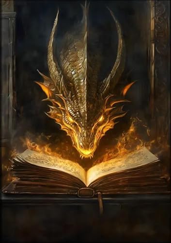 GOUOYANA Dragon Diamond Art Kits for Adults, Full Drill Book Dragon Diamond Painting Kits for Beginners, DIY Full Rhinestone 5D Diamond dots (Gemstone Craft), Home Wall Decoration (12x16 inch)