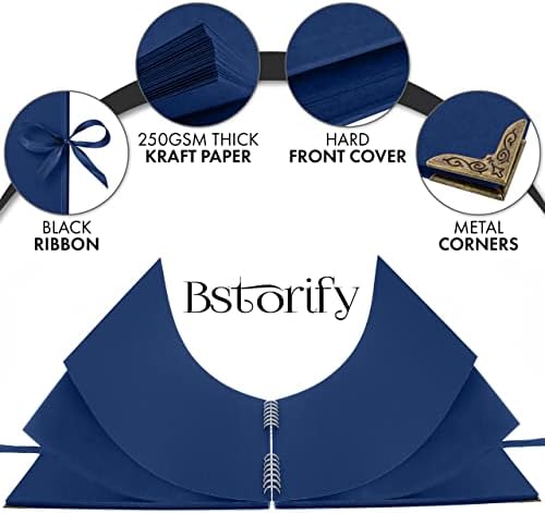 Bstorify Square Scrapbook Photo Albums 80 Pages (11 x 11 Inch) Blue | Hardcover with Thick 200 GSM Kraft Paper, Ideal for Your Scrapbooking Albums, Art & Craft Projects (Blue, 11 x 11 Inch)
