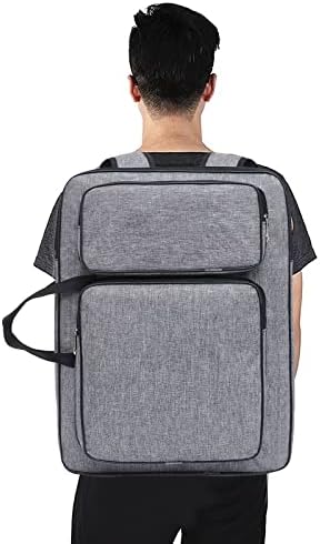 8K Artist Portfolio Carry Backpack Case Versatile Art Bags Waterproof Adjustable Drawing Board Backpack Art Storage Bags for Artworks Painting Drawing Sketching 19.7” x 14.6” x 2.4” (Gray)