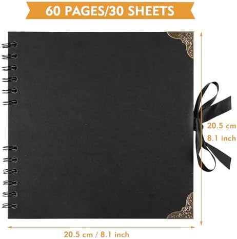 GWHOLE Scrapbook Album 8 x 8 inch, Black
