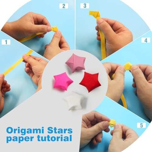 FoDau770 Solid Color Star Paper Strips - 1080 Sheet, Red Series