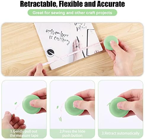 Tape Measures Retractable, Fabric Measuring Tape, 60 Inch Small Sewing Tape Measure for Craft Nursing Medical Travel(3 Pack/Green,Blue,Pink)