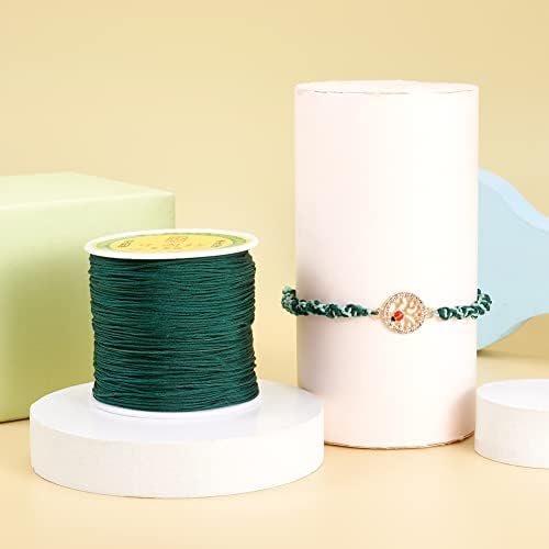 Elecrelive 100 Yards Braided Nylon Crafting Thread Dark Green Macrame Rope
