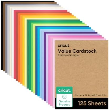 Cricut Value Cardstock Paper, Rainbow Sampler - 125 sheets, 8.5 in x 11 in (Pack of 6)