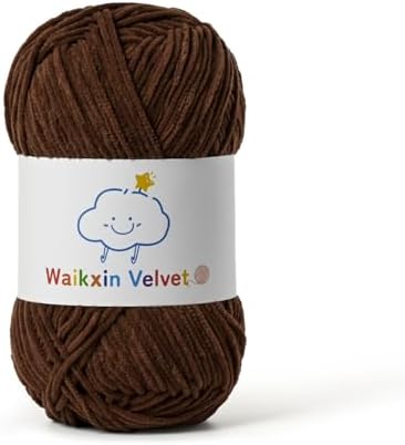 Fluffy Chenille Yarn for Crocheting，Baby Yarn for Crocheting Soft，50g/1.76oz Velvet Amigurumi Yarn ，Fingering Weight Yarns for Crocheting Baby Blankets、DIY Craft.(Coffee)