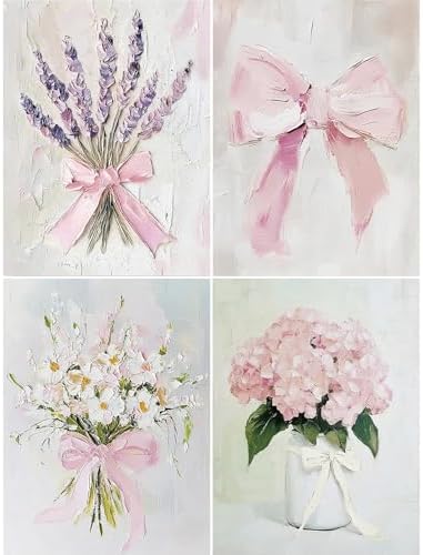 4 Pack Pink Diamond Art Kits for Adults, Diamond Painting Kits for Beginner