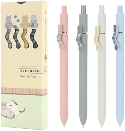 Ddaowanx Cute Cat Pens,4 Pcs 0.5mm Quick Dry Black Ink Gel Pens | Fine Point Smooth Writing Pens for Nurses and Teachers,Kawaii Office&School Supplies,Cat Lover Gifts for Women