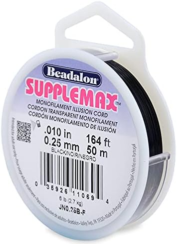 Beadalon SuppleMax Beading Thread - Black, .25mm / .010in - 50m / 164ft