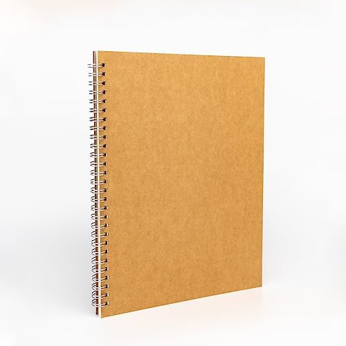 DSTELIN 10 inch x 7.5 inch, 100GSM, Blank Spiral Notebook, 1-Pack, Soft Cover, Sketch book, 100 Pages / 50 Sheets, with writing backboard, (Brown)