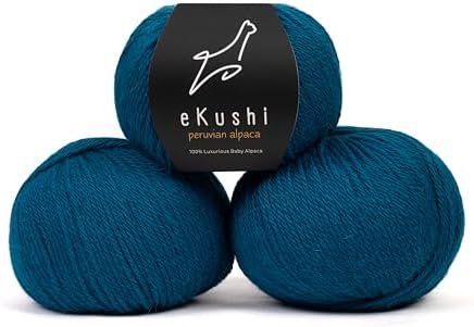 100% Baby Alpaca Yarn for Knitting & Crocheting - Set of 3 Skeins of Premium Yarn DK - Lightweight, Hypoallergenic & Thermal Peru Made - Ideal for Delicate Projects (BL701 - Lyons Blue)