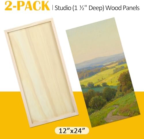 Falling in Art 2 Pack 12x24'' Unfinished Birch Wood Panels for Painting