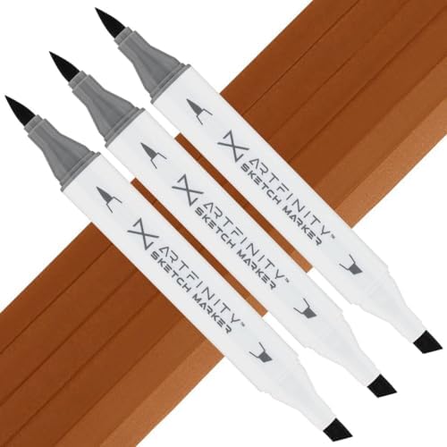 Artfinity Sketch Markers - Set of 3 - Toffee E4-6, Vibrant, Professional, Dye-Based Alcohol Markers for Artists, Drawing, Travel, & More