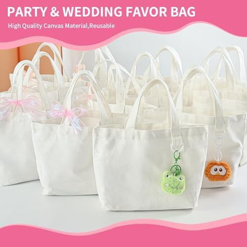 1 | 12 | 24 Pack Small Canvas Tote Bags, Mini Tote Bags Bulk for Women, DIY Blank Reusable Cute Sublimation Tote Bag