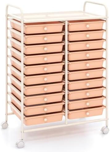 COSTWAY 20-Drawer Rolling Storage Cart, Utility Storage Organizer Cart