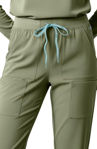Med Couture Luma Jogger Scrub Pants for Women with Rib Knit Waistband
