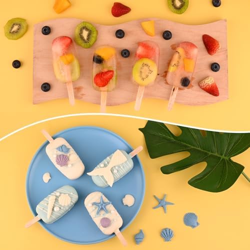 Sakolla Large Oval 4 Cavities Silicone Popsicle Molds, Set of 3