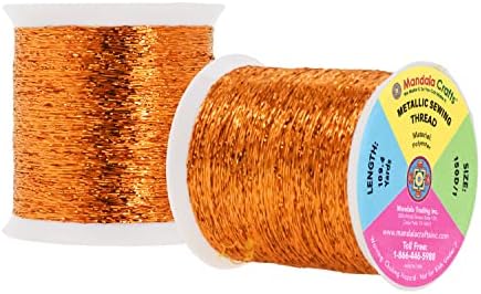 Mandala Crafts Metallic Dark Orange Embroidery Floss for Sewing, 218 Yds